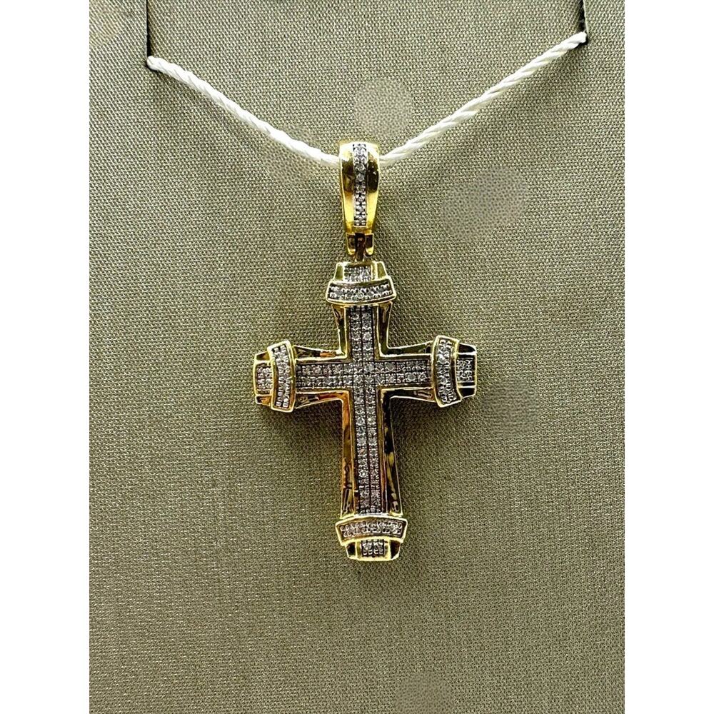 10K Yellow Gold .50cttw Diamond Cross Pendant (20130)
